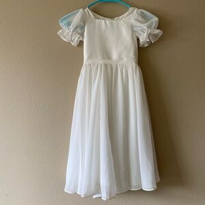 White Puff Sleeve Chiffon Dress